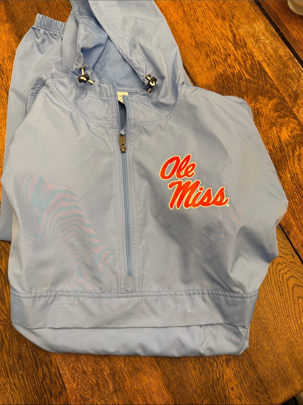 Champion Light Blue Ole Miss Hooded Windbreaker